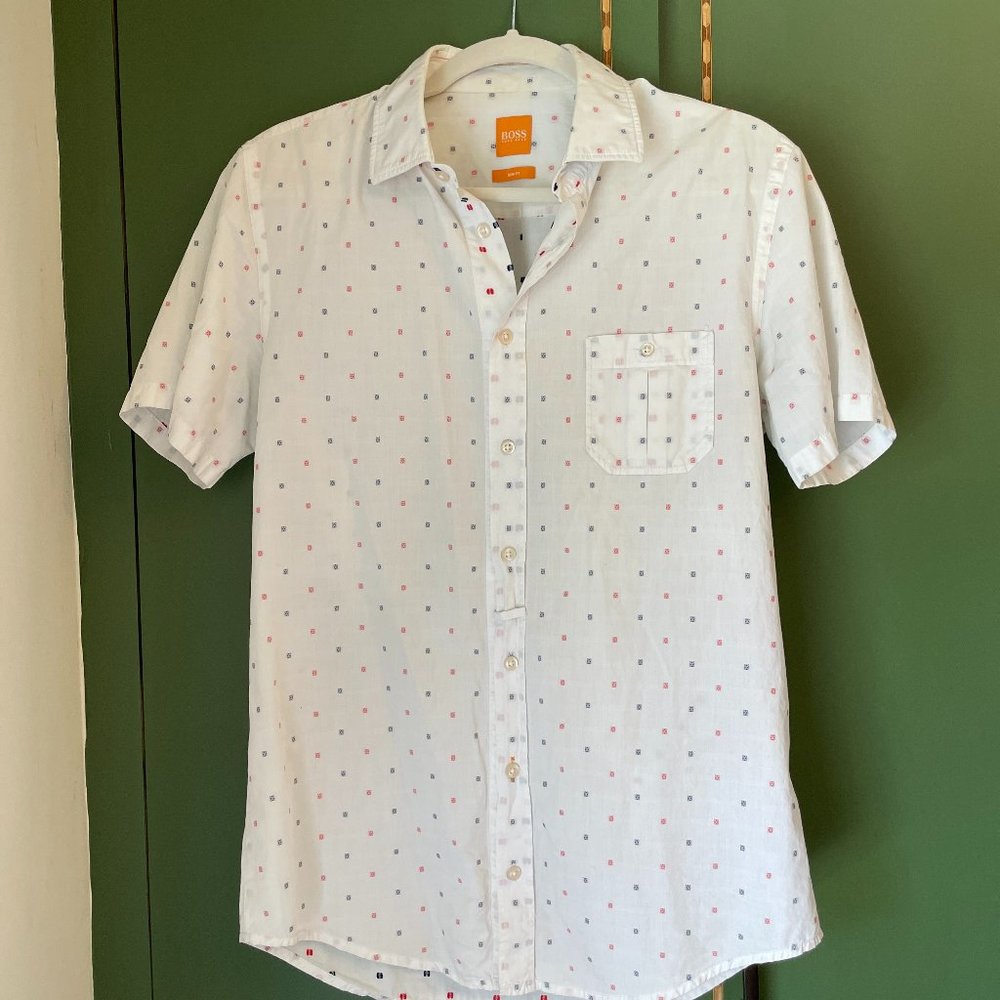 Hugo Boss Men’s Slim Fit Short Sleeve Button Shirt size M